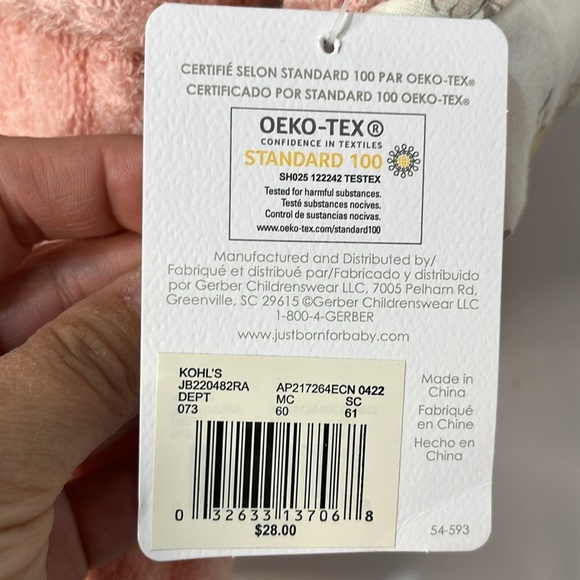 NWT Pink Baby Robe and Booties Size 0-9 Months Cotton Terry Cloth Just Born - Picture 8 of 9